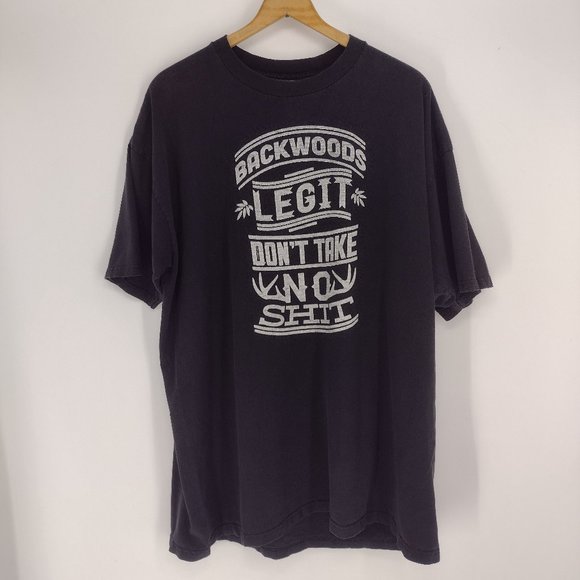 3XL Tall Backwoods Legit Don't Take No Shit Antlers Heavyweight Black T-Shirt - Picture 1 of 6